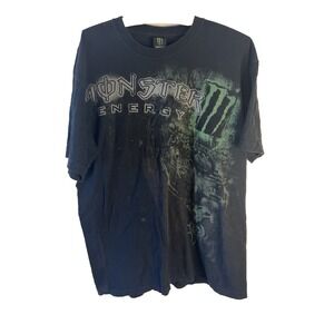 Vtg Y2K Monster Energy Shirt Men XL Double Sided Graphic Black Faded USA